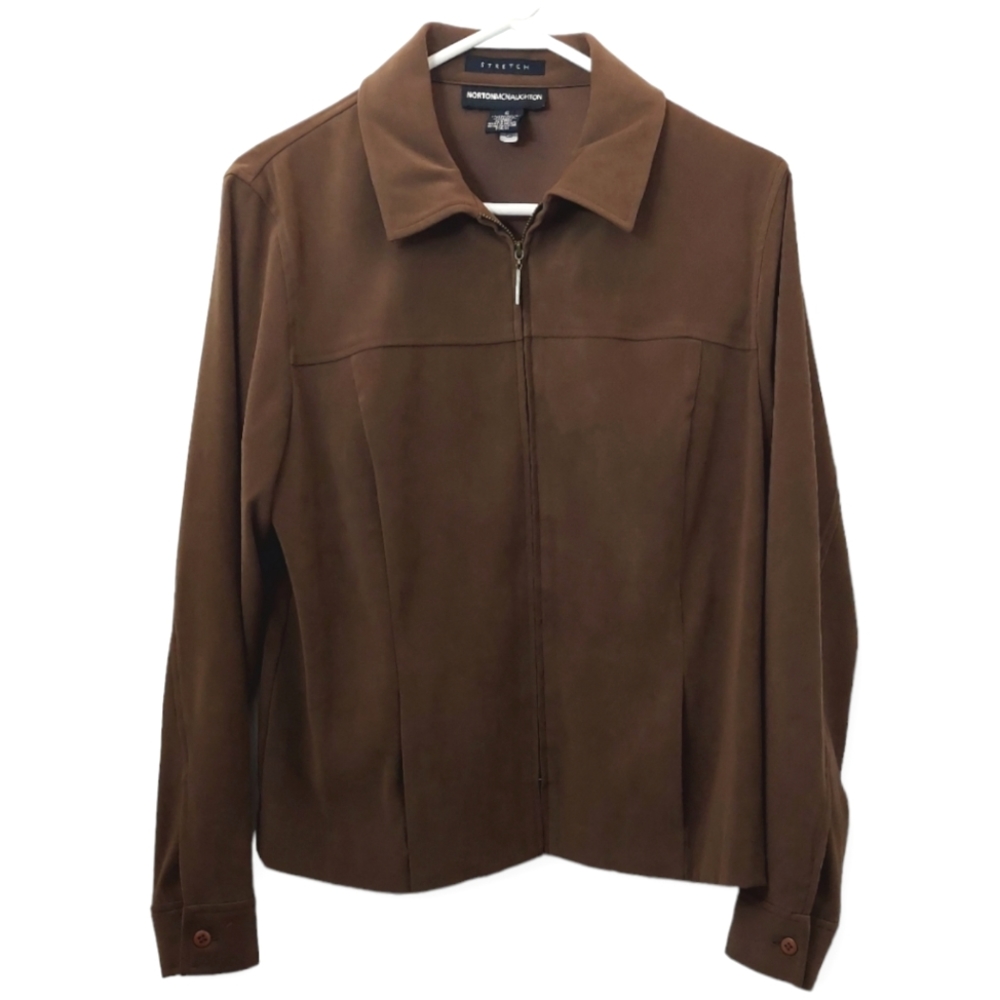 Norton McNaughton Women's Size 6 Zip Up Blazer Suit Jacket Professional Brown